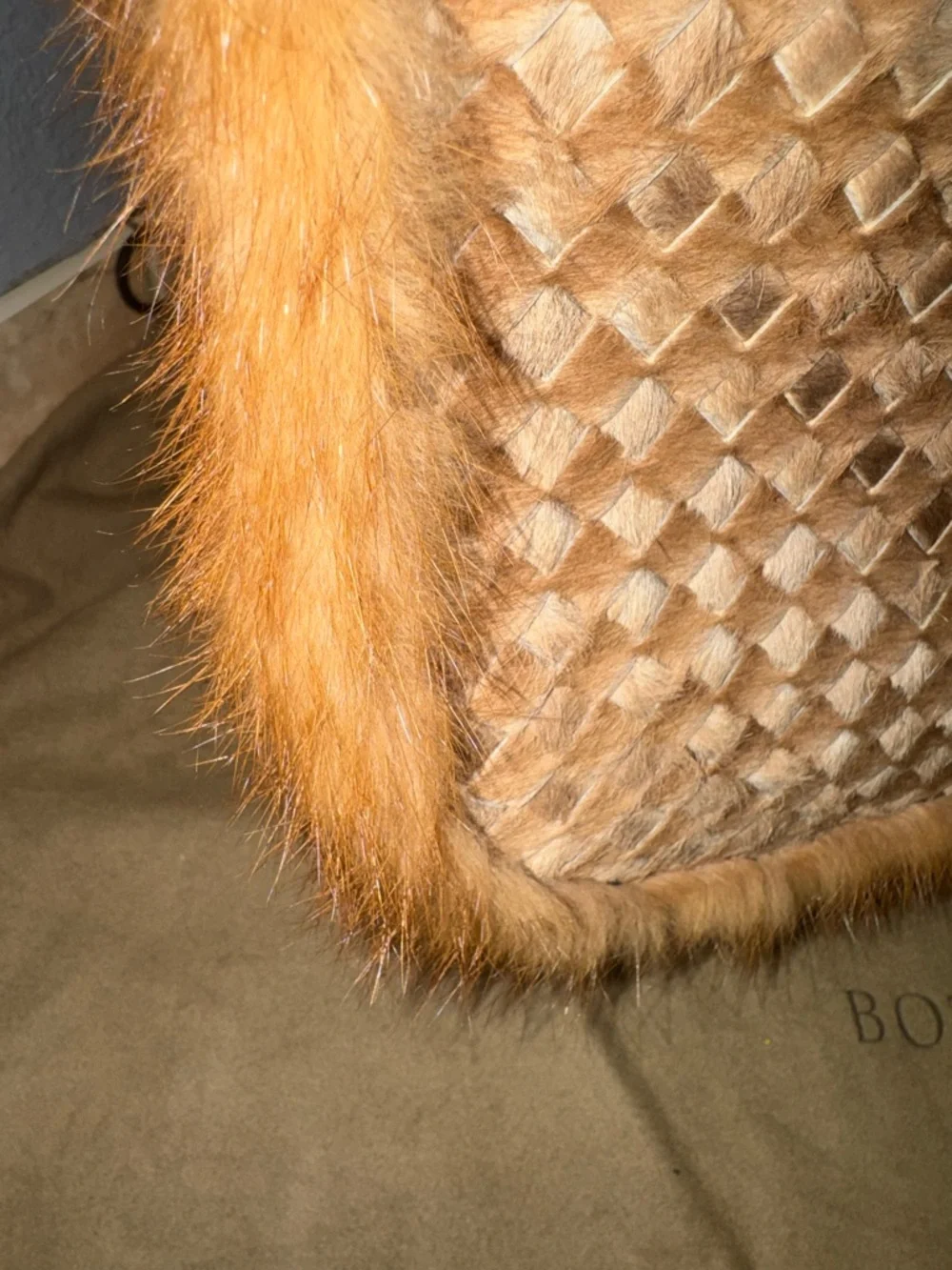 Bottega Veneta EXTREMELY RARE Woven calf hair Shoulder Bag with Fur trim